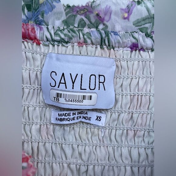 Saylor Teryn multi color floral ruffle smocked top XS - Picture 7 of 14